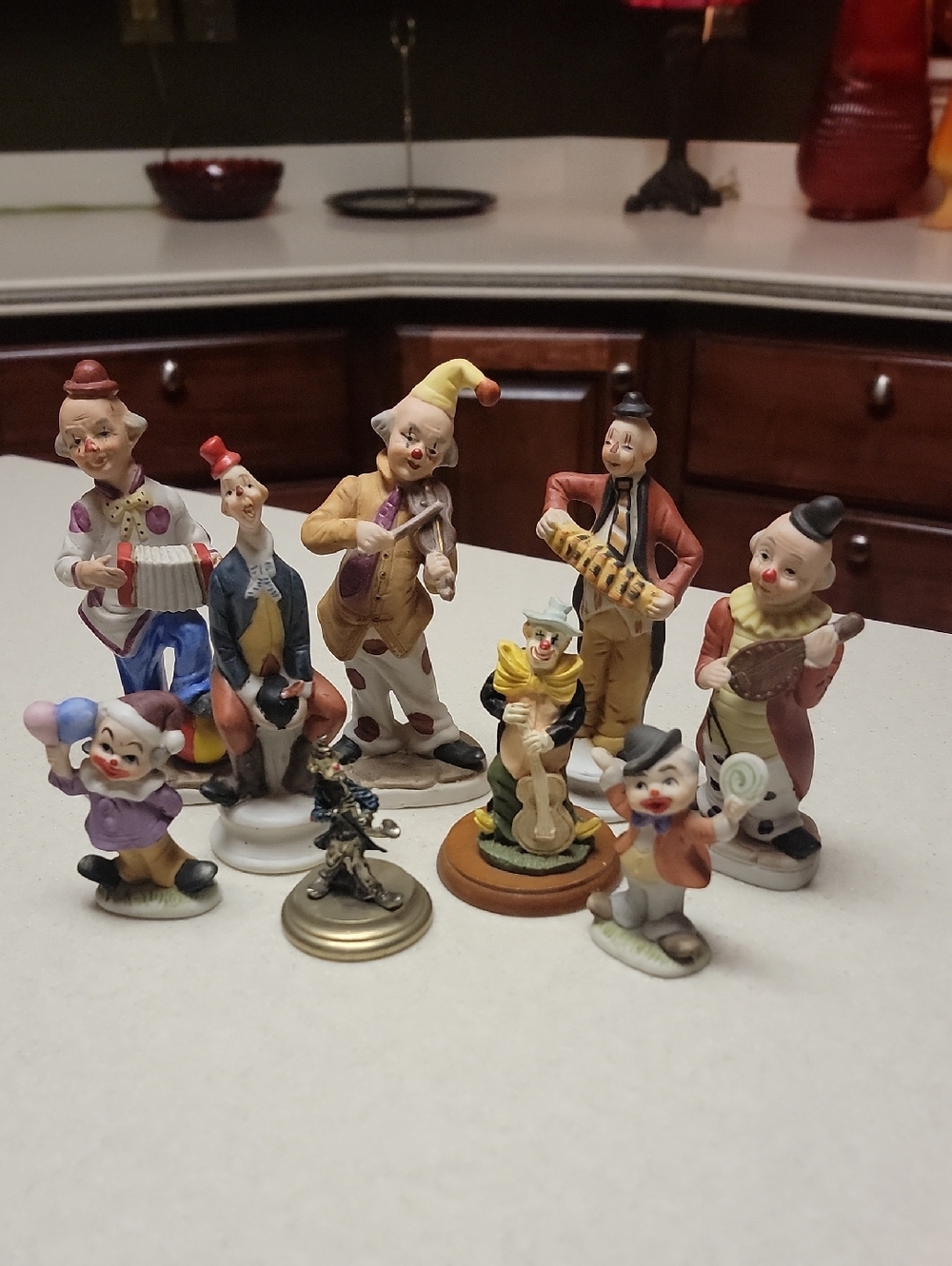 Vintage Ceramic Clown Figurine Lot - Multicolor